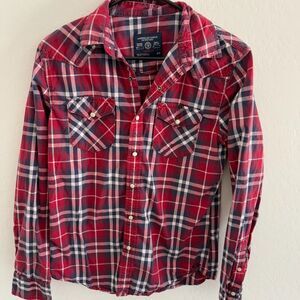 American Eagle Pearl Snap Shirt Mens Western Red S